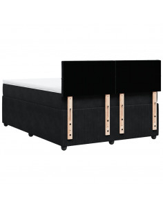 Giroletto a Molle con Materasso Nero 160x200 cm in Velluto