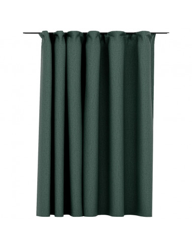 Tenda Oscurante Effetto Lino con Ganci Verdi 290x245 cm
