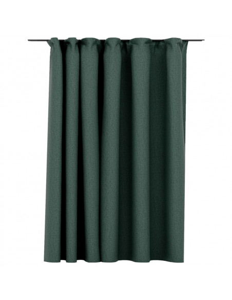 Tenda Oscurante Effetto Lino con Ganci Verdi 290x245 cm