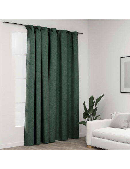 Tenda Oscurante Effetto Lino con Ganci Verdi 290x245 cm