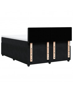 Giroletto a Molle con Materasso Nero 160x200 cm in Velluto