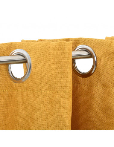 Tende Oscuranti Effetto Lino con Occhielli 2pz Gialle 140x175cm