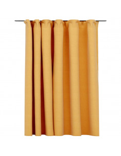 Tenda Oscurante Effetto Lino con Ganci Gialle 290x245 cm