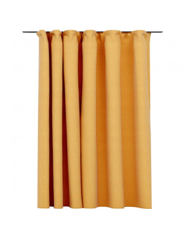 Tenda Oscurante Effetto Lino con Ganci Gialle 290x245 cm