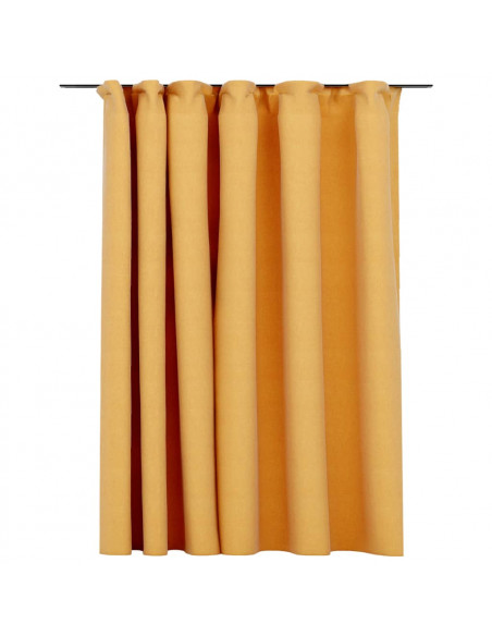 Tenda Oscurante Effetto Lino con Ganci Gialle 290x245 cm