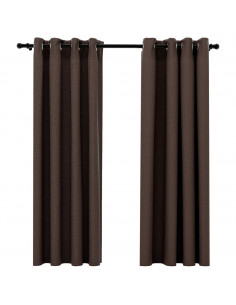 Tende Oscuranti Effetto Lino con Occhielli 2 pz Talpa 140x175cm