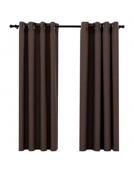 Tende Oscuranti Effetto Lino con Occhielli 2 pz Talpa 140x175cm