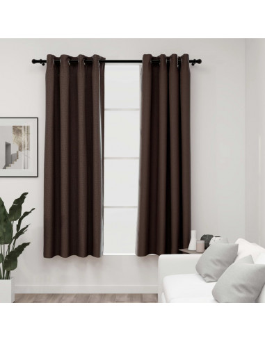 Tende Oscuranti Effetto Lino con Occhielli 2 pz Talpa 140x175cm