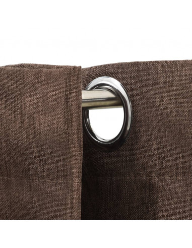 Tende Oscuranti Effetto Lino con Occhielli 2pz Talpa 140x225cm