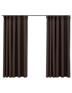 Tende Oscuranti con Ganci Effetto Lino 2 pz Talpa 140x175 cm