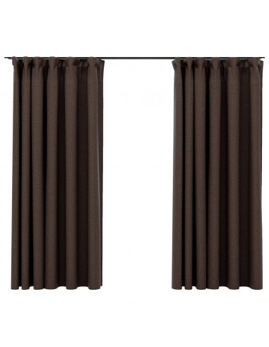 Tende Oscuranti con Ganci Effetto Lino 2 pz Talpa 140x175 cm