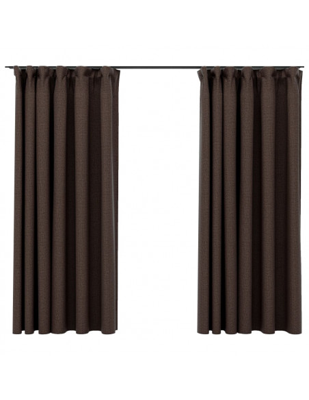 Tende Oscuranti con Ganci Effetto Lino 2 pz Talpa 140x175 cm