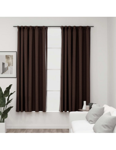 Tende Oscuranti con Ganci Effetto Lino 2 pz Talpa 140x175 cm