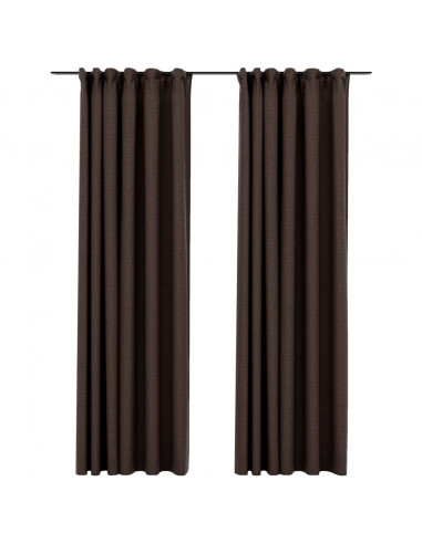 Tende Oscuranti con Ganci Effetto Lino 2 pz Talpa 140x225 cm