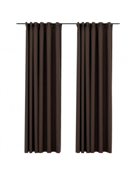 Tende Oscuranti con Ganci Effetto Lino 2 pz Talpa 140x225 cm