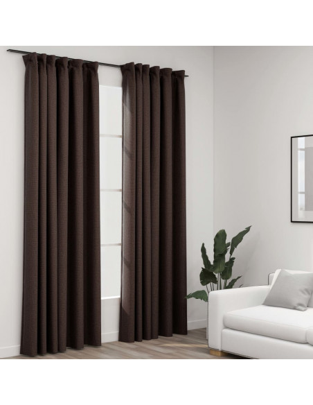 Tende Oscuranti con Ganci Effetto Lino 2 pz Talpa 140x225 cm