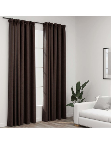 Tende Oscuranti con Ganci Effetto Lino 2 pz Talpa 140x245 cm