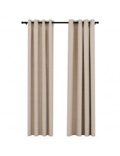 Tende Oscuranti Effetto Lino con Occhielli 2 pz Beige 140x225cm