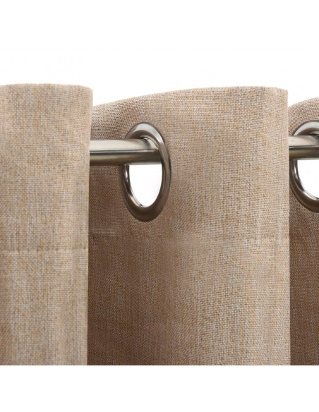 Tende Oscuranti Effetto Lino con Occhielli 2 pz Beige 140x245cm
