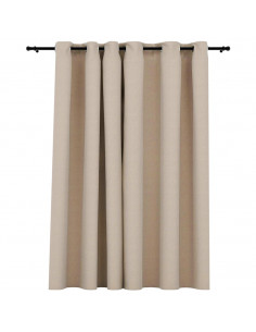 Tenda Oscurante Effetto Lino con Occhielli Beige 290x245cm