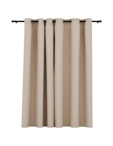 Tenda Oscurante Effetto Lino con Occhielli Beige 290x245cm