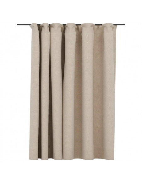 Tenda Oscurante Effetto Lino con Ganci Beige 290x245 cm