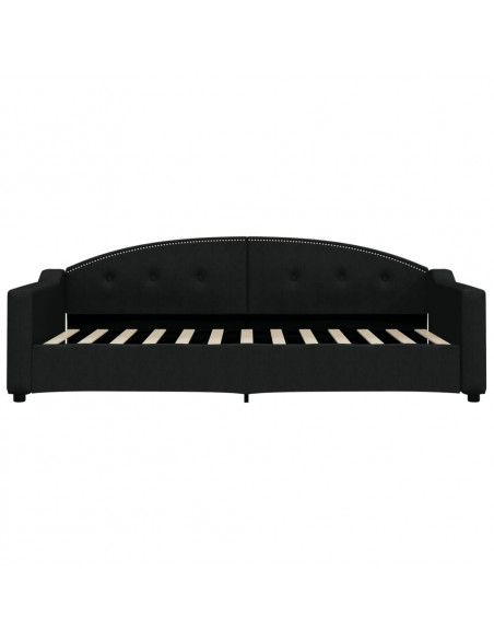 Divano Letto Estraibile con Cassetti Nero 90x200 cm in Tessuto