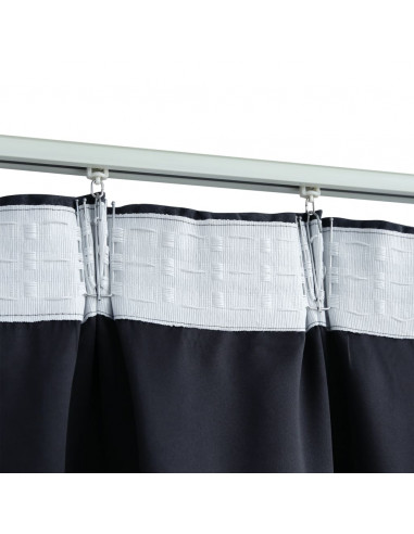 Tende Oscuranti con Ganci 2 pz Antracite 140x245 cm