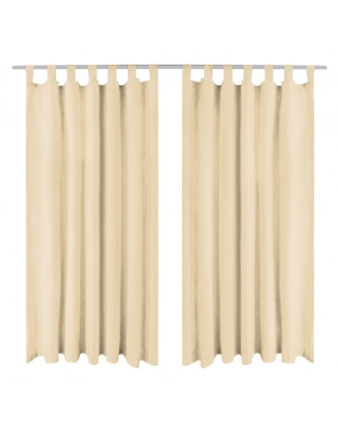 Tende in Micro Raso 2 pz con Passanti 140x245 cm Beige