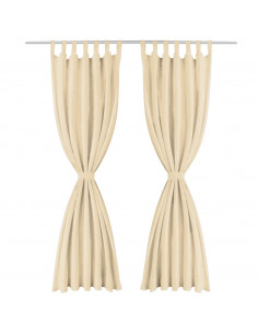Tende in Micro Raso 2 pz con Passanti 140x245 cm Beige 2