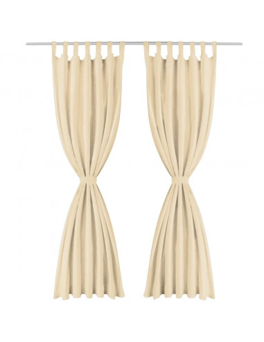 Tende in Micro Raso 2 pz con Passanti 140x245 cm Beige