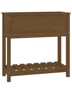 Fioriera con Mensola Miele 82,5x34,5x81 cm Legno Massello Pino 2