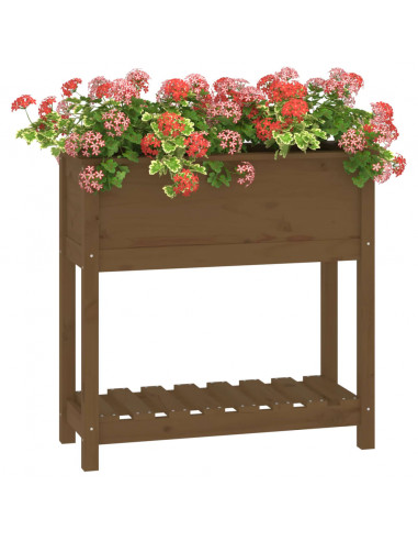 Fioriera con Mensola Miele 82,5x34,5x81 cm Legno Massello Pino