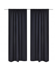Tende Oscuranti Nere 2 pz con Orlo Ribattuto 135 x 245 cm