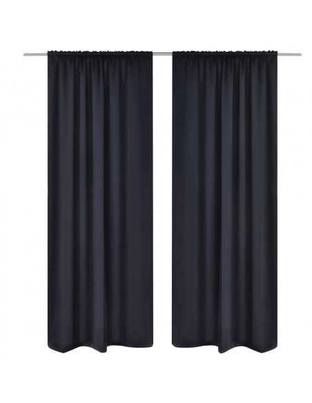 Tende Oscuranti Nere 2 pz con Orlo Ribattuto 135 x 245 cm