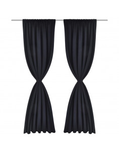 Tende Oscuranti Nere 2 pz con Orlo Ribattuto 135 x 245 cm 2