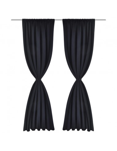 Tende Oscuranti Nere 2 pz con Orlo Ribattuto 135 x 245 cm
