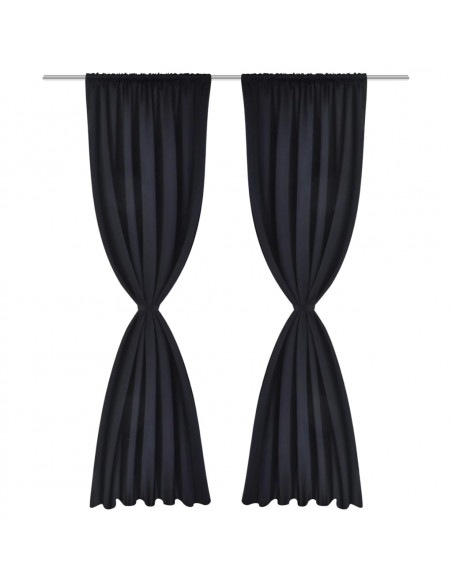 Tende Oscuranti Nere 2 pz con Orlo Ribattuto 135 x 245 cm