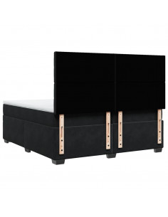 Giroletto a Molle con Materasso Nero 200x200 cm in Velluto