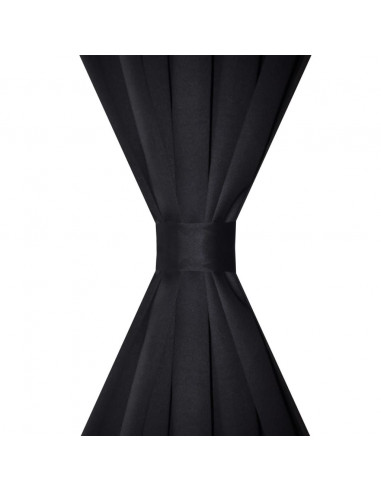 Tende Oscuranti Nere 2 pz con Orlo Ribattuto 135 x 245 cm