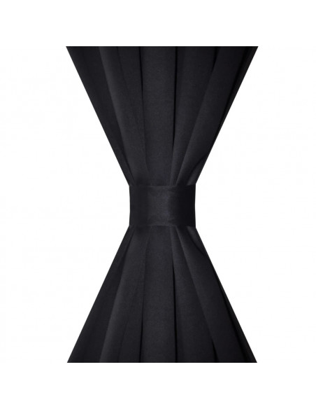 Tende Oscuranti Nere 2 pz con Orlo Ribattuto 135 x 245 cm