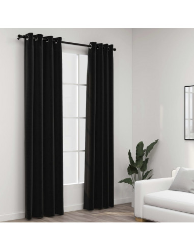 Tende Oscuranti Effetto Lino 2 pz 140x225 cm Antracite