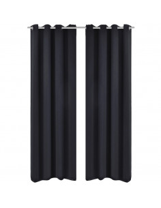 Tenda Oscurante con Occhielli in Metallo 270x245 cm Nera 2