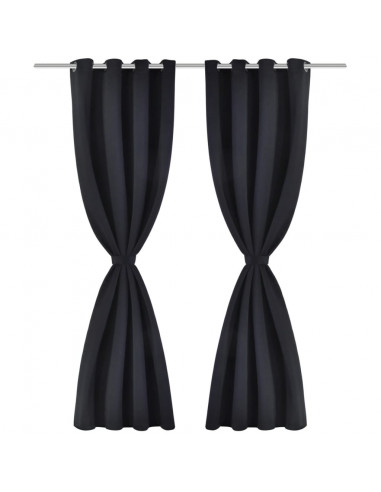 Tenda Oscurante con Occhielli in Metallo 270x245 cm Nera