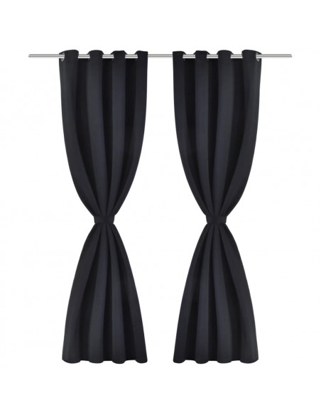 Tenda Oscurante con Occhielli in Metallo 270x245 cm Nera
