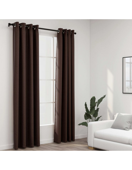Tende Oscuranti Effetto Lino con Occhielli 2 pz Talpa 140x245cm