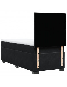 Giroletto a Molle con Materasso Nero 80x200 cm in Velluto