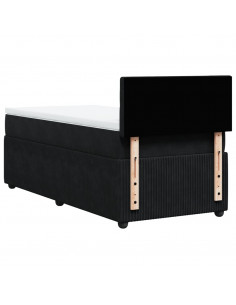Giroletto a Molle con Materasso Nero 80x200 cm in Velluto