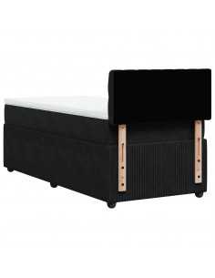 Giroletto a Molle con Materasso Nero 80x200 cm in Velluto