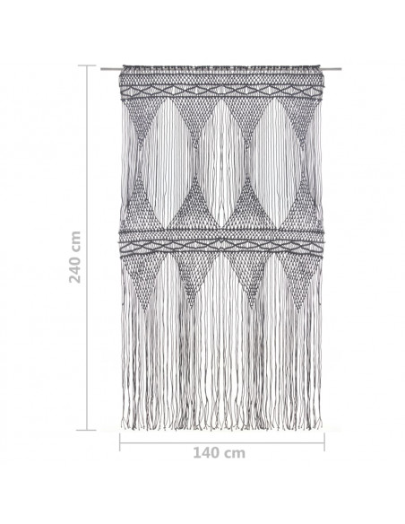 Tenda Macramè Antracite 140x240 cm in Cotone